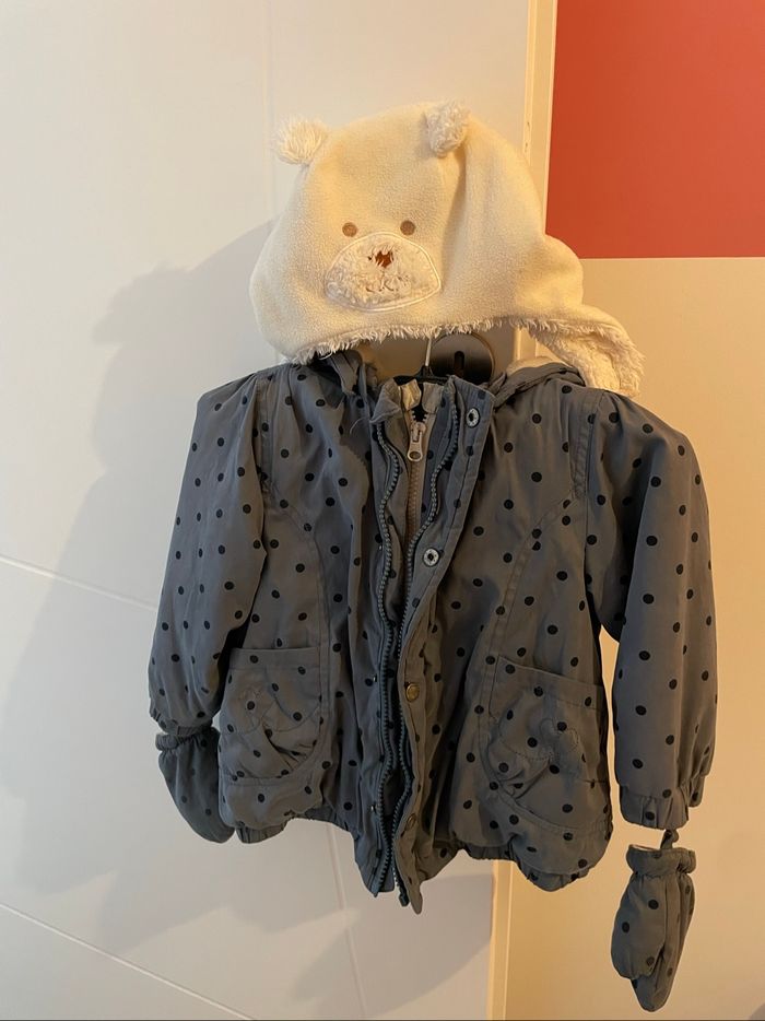 Manteau chaud bonnet moufle