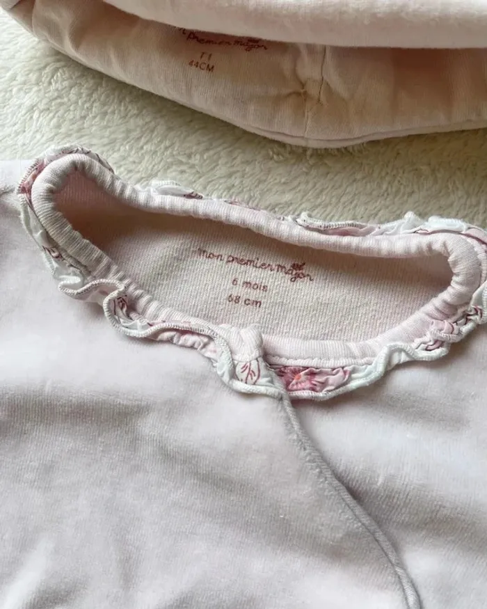 Pyjama en velours rose + bonnet 6 mois - Sergent Major 🩷 - photo numéro 6
