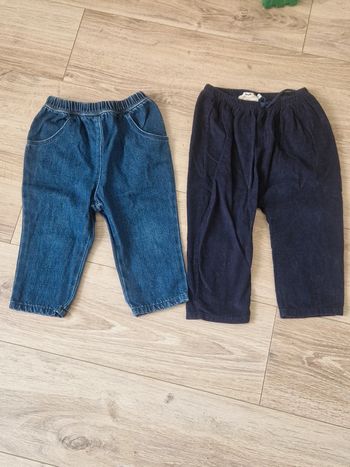 2 pantalons Cyrillus, 18 mois, comme neufs