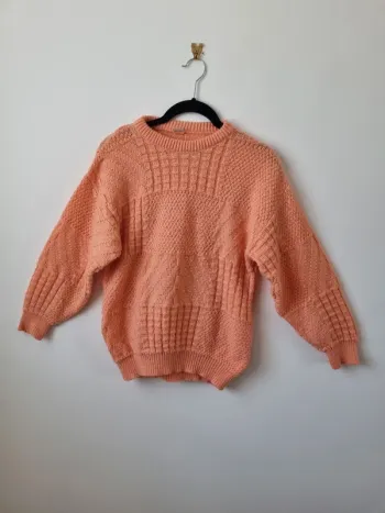 Pull over tricoté rose saumon vintage
