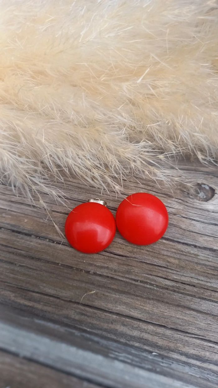 Boucles d'oreilles clips vintage rouge - photo numéro 4