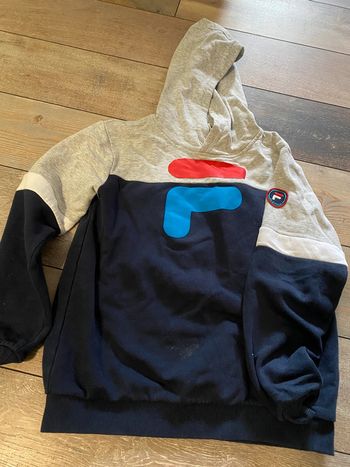 Sweat à capuche Fila 11/12 ans gris et bleu marine