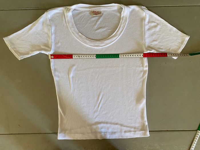 Tee shirt Etam vintage Made in France blanc maille côtelé taille S / M - photo numéro 8