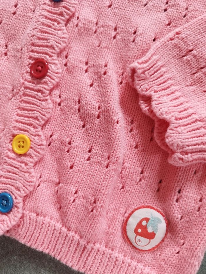 Gilet rose boutons multicolores 18 mois - photo numéro 3