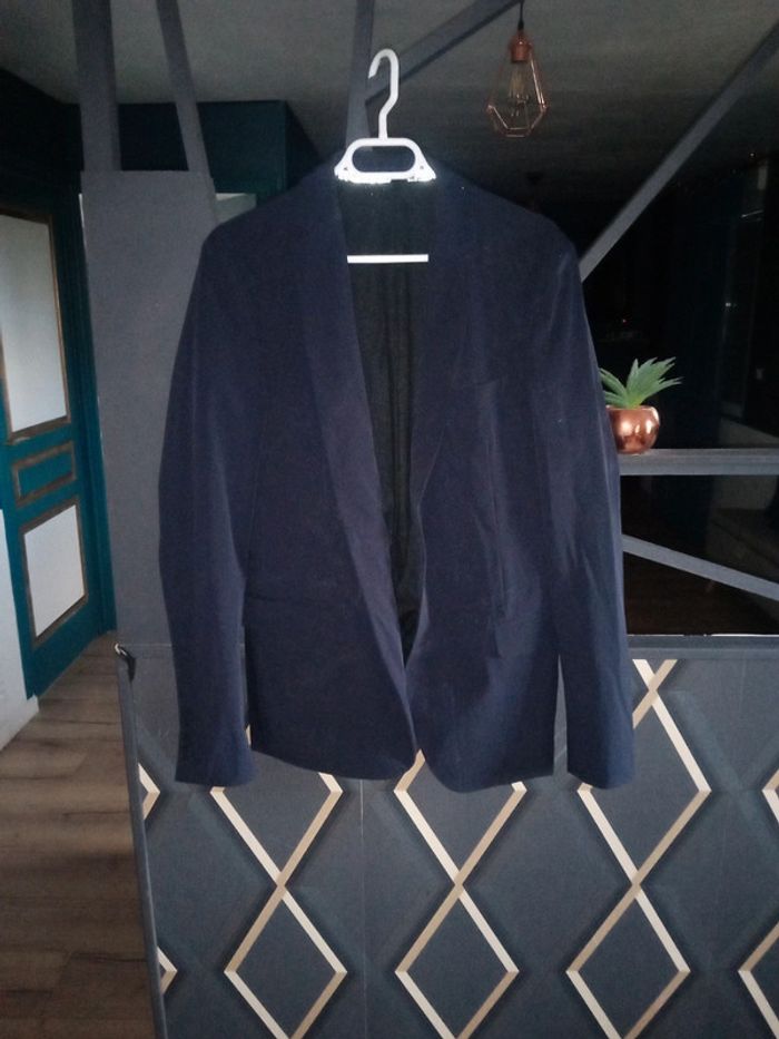 Veste costard bleu blaser marine homme taille 52 matière imperméable