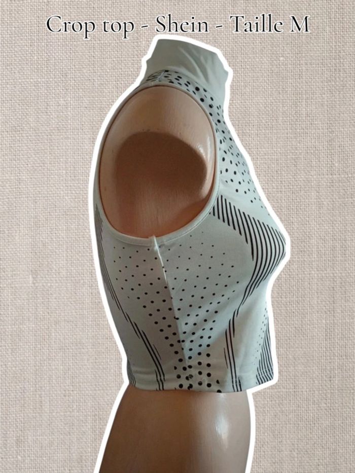 Crop top blanc motif noir confidence - Shein - Taille M - photo numéro 2