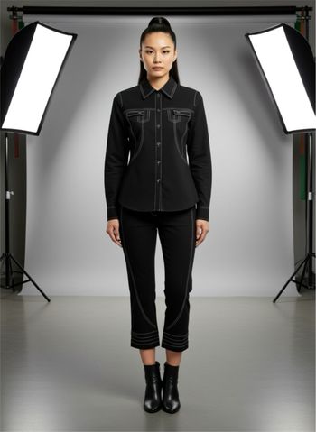 Ensemble veste chemise et pantacourt 