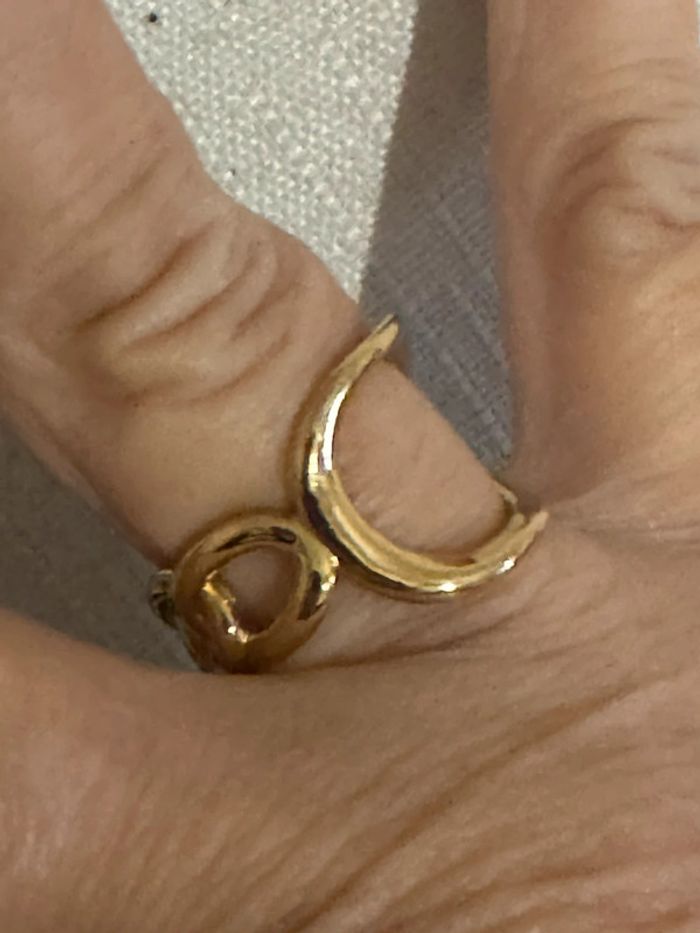 Bague mi jonc mi chaîne épaisse carré acier inoxydable or réglable - photo numéro 2