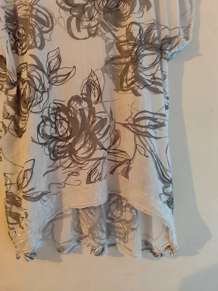 Blouse blanche à motifs fleurs géométrique taille unique - photo numéro 10