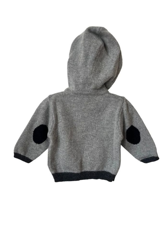 Pull chaud gris à capuche (contient de la laine) - Jacadi 6 mois - photo numéro 4