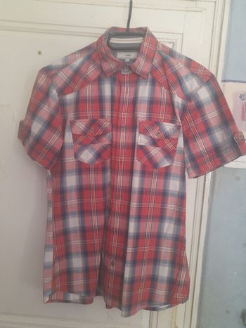 Chemisette à carreaux rouges, blancs et bleus, marque Célio, taille M