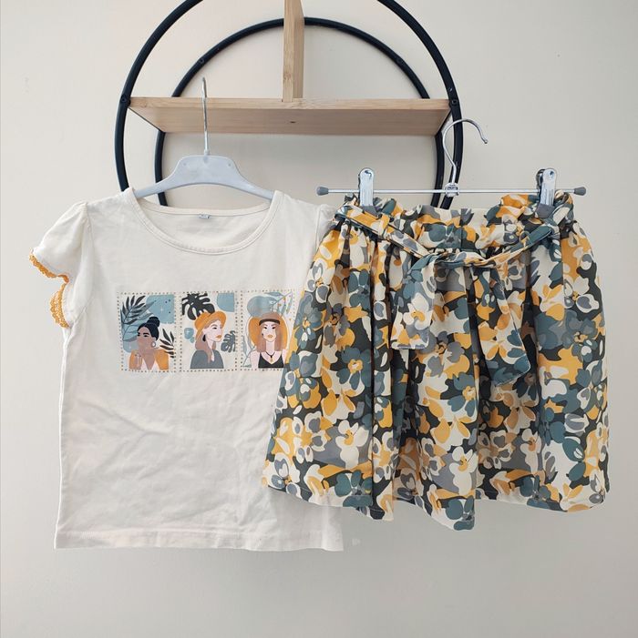 8 ans ensemble été t-shirt et jupe assorti