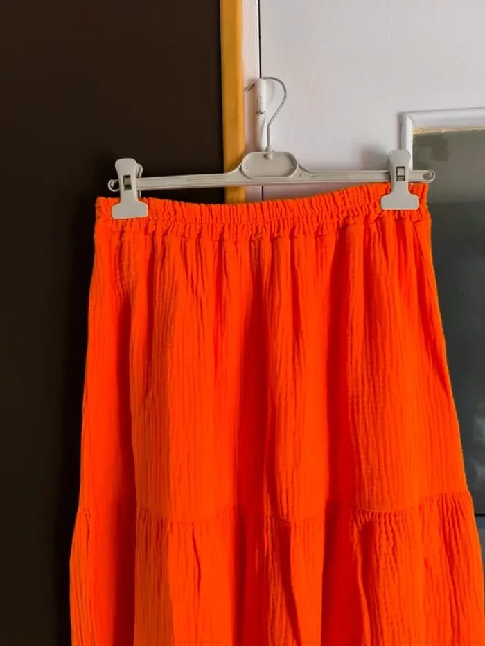 Jupe longue orange gaz de coton TU 36 à 42 - photo numéro 2