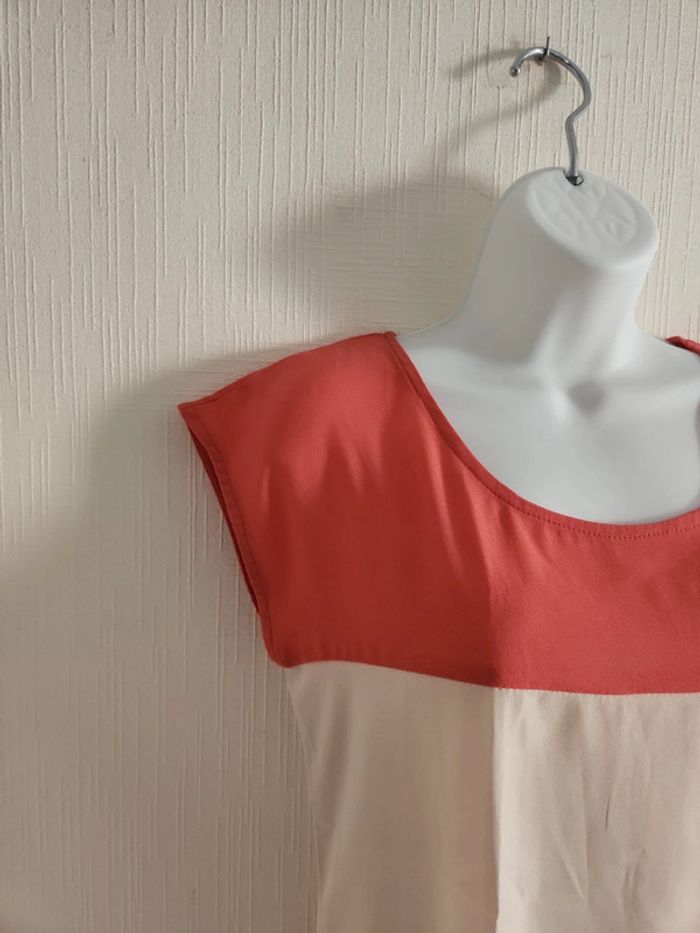 Blouse manches courtes Dolls S corail et beige - photo numéro 3