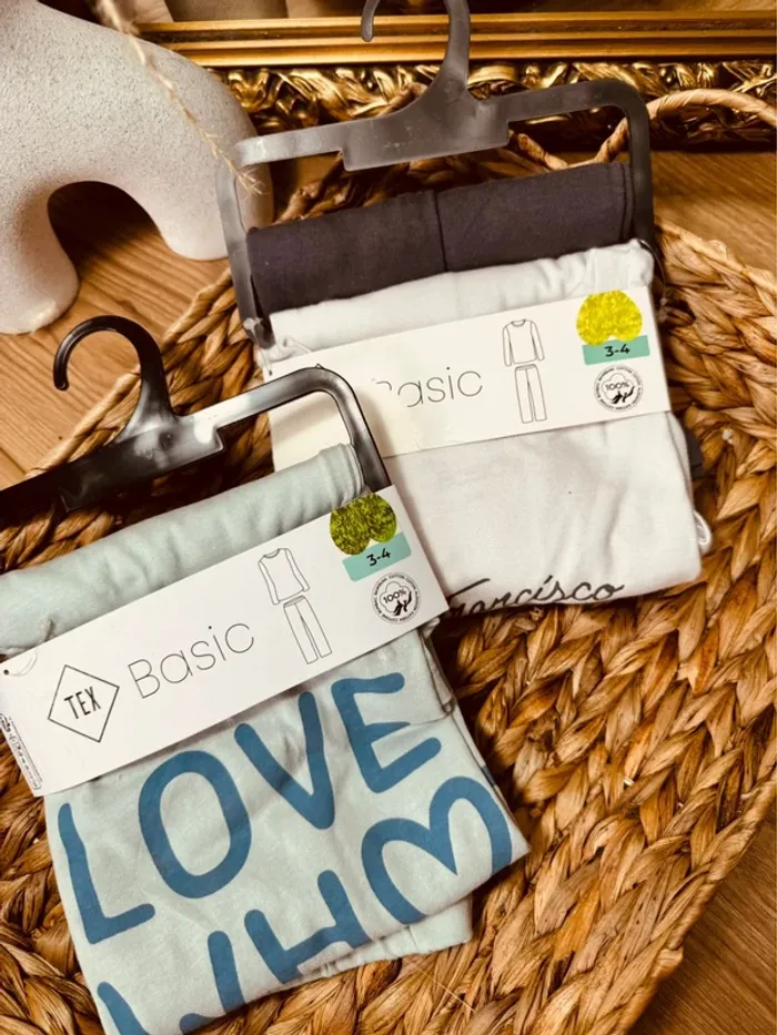 Taille 3-4 ans lot de 2 pyjamas 2 pièces coton fin fille Tex bleu gris Neufs 🌸 - photo numéro 2