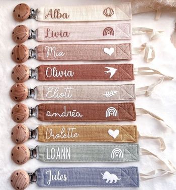 Attache tutute tétine à l unité personalisée coton