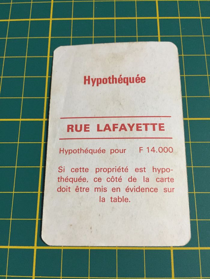 Carte rue Lafayette pièce détachée Monopoly Miro Parker company #A63 - photo numéro 2