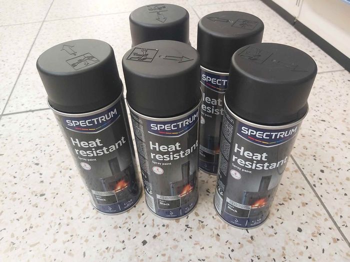 Lot de 5 bombes peintures thermiques 800 °C noir mat