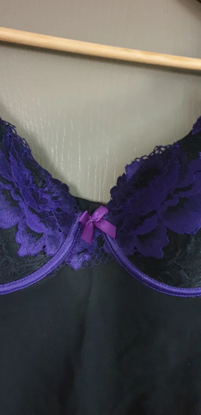 Nuisette dentelle noire et violette "Rouge Gorge" - photo numéro 3