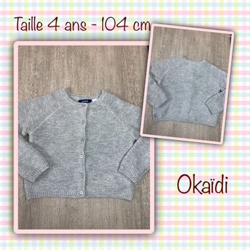 Gilet épais gris clair taille 4 ans 104 cm - Okaïdi