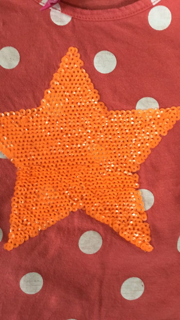 Tee shirt lot de 2 à pois motifs étoiles à strass 5 ans - photo numéro 3