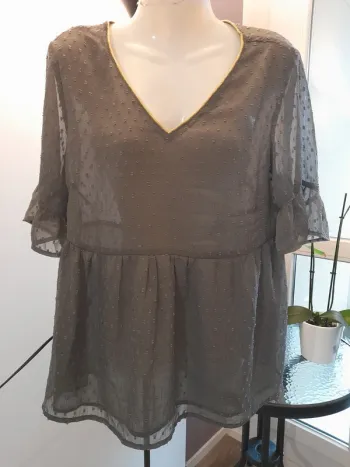 Blouse en voile transparent plumetis