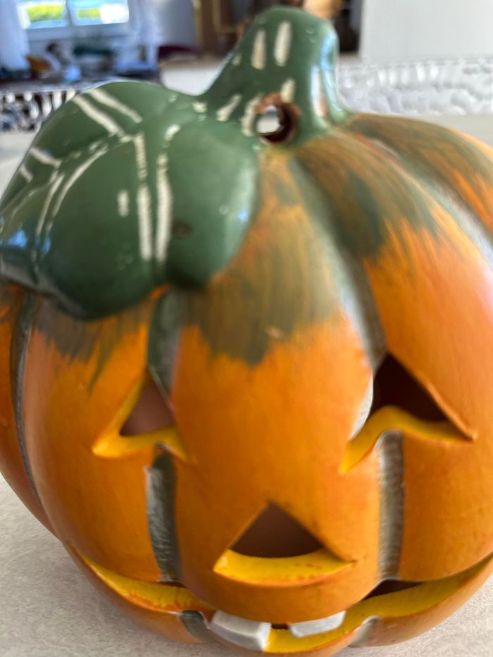 🤩 sublime photophore citrouille Halloween terre cuite état top à suspendre H 20 cm L 22 cm P 10 cm - photo numéro 4