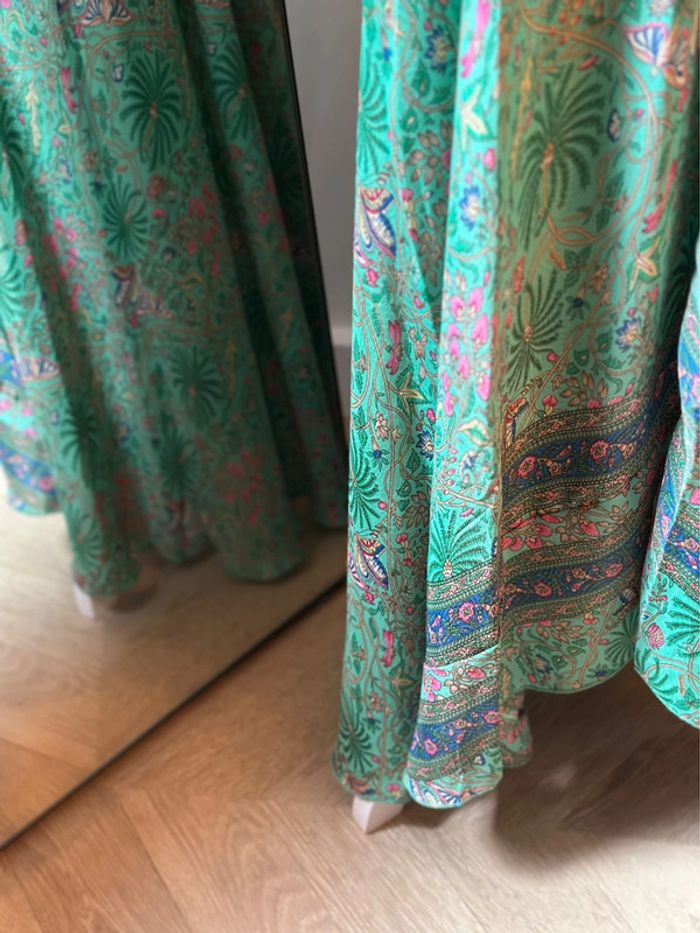 Robe longue imprimé fleuri, dos nu, en soie taille U - photo numéro 9