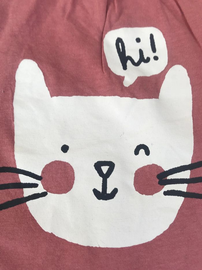 Tee-shirt à manches longues chat rose comme neuf- 9 mois - tex - photo numéro 2