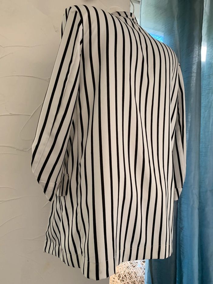 blazer pinkie rayé noir et blanc taille 36 38 - photo numéro 2