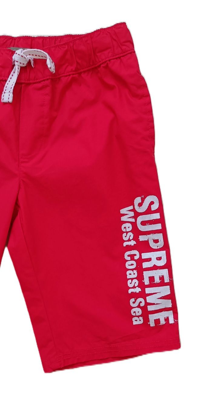 Bermuda rouge. Short long. Surf. Palmier. In Extenso. Taille 8 ans. 125 - 131 cm - photo numéro 4