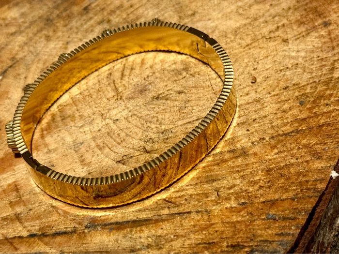 Jonc ovale qui s’ouvre acier inoxydable or trèfle blanc - photo numéro 6