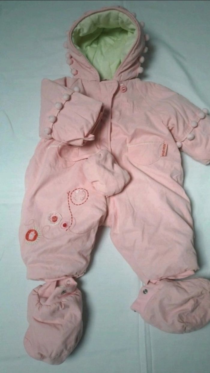 💖 Magnifique combinaison pilote rose en excellent état  bébé fille 3 mois clayeux - photo numéro 8