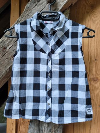 Superbe chemise à carreaux noire et blanche, sans manche, Du Pareil Au Même