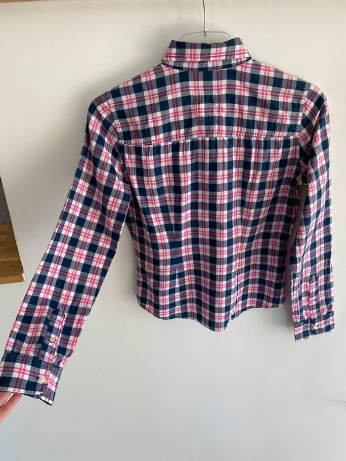 Chemise à carreaux hollister beu crème rose - photo numéro 5