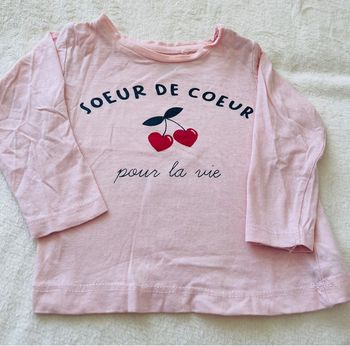 Tee shirt / haut Manche longue 18mois 80cm Mes petits cailloux « sœur de cœur pour la vie »