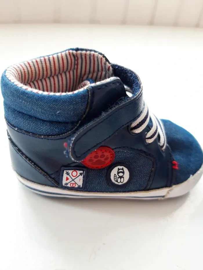 Chaussures Basket jeans Bleu OBAIDI bébé 6 mois à 12 mois, taille 18, mix matières, tissu imprimé et - photo numéro 5