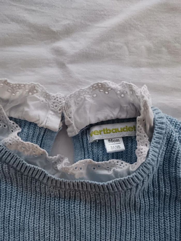 Pull maille Vertbaudet col brodé 2 ans - photo numéro 2