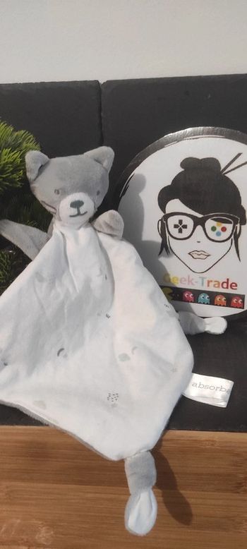 doudou chat absorba gris blanc etoile lune nuage pluie noeuds Plat Moustache