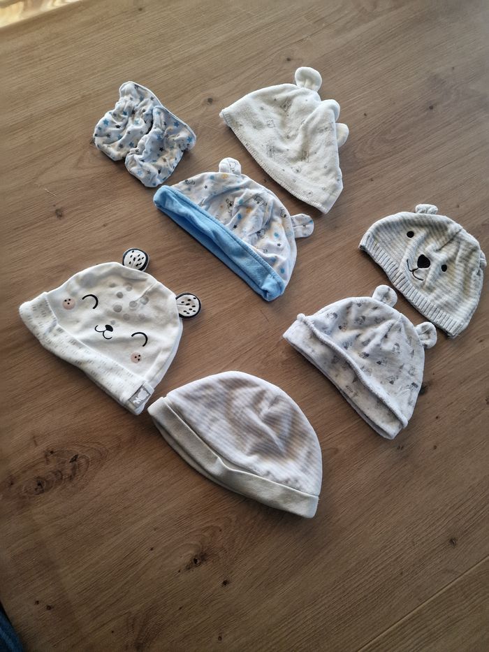 Bonnet et moufles Naissance/ 1 mois