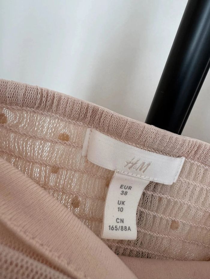 Top court à volants en tulle rose poudré M H&M - photo numéro 3