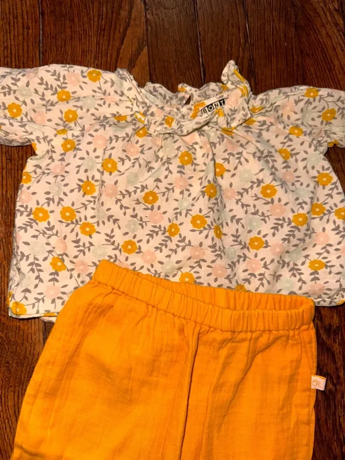 Blouse bonton et pantalon cadet rousselle  3 mois - photo numéro 2