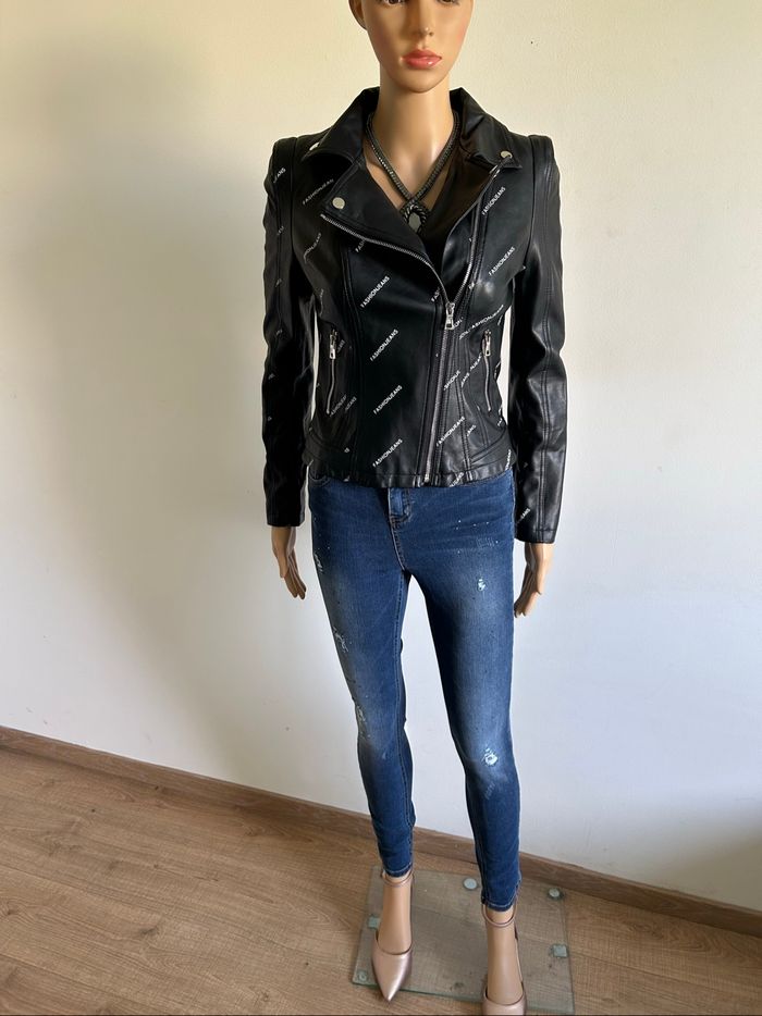 Perfecto noir en simili cuir Drôle de Copine taille S jamais porté - photo numéro 4