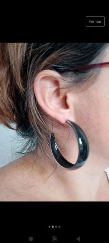 Boucles d'oreilles pvc noire diamètre 5 cm