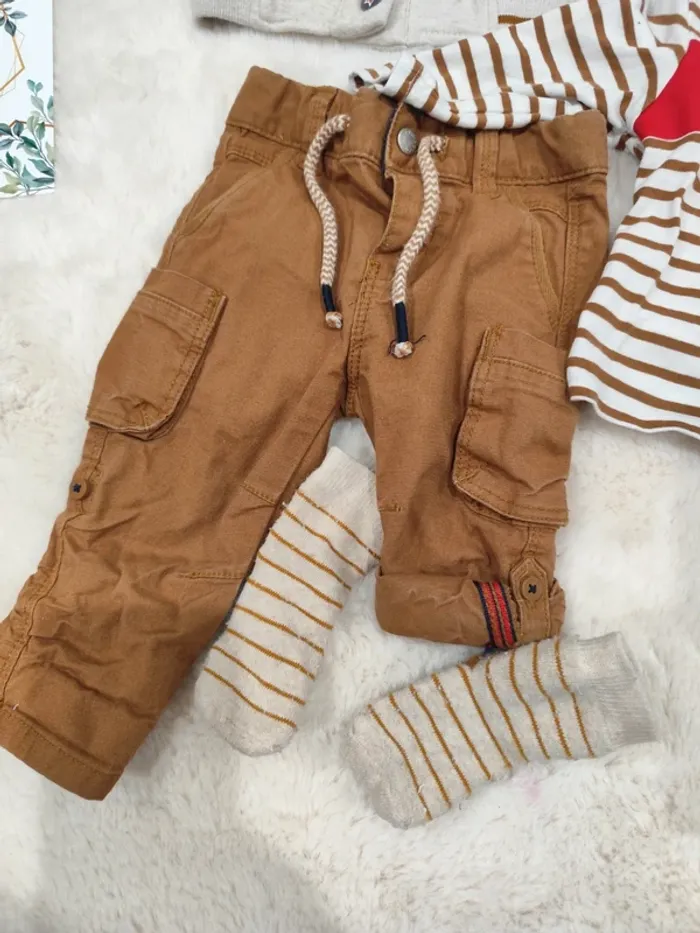 Ensemble 3 pièces 3 mois marron beige - photo numéro 2