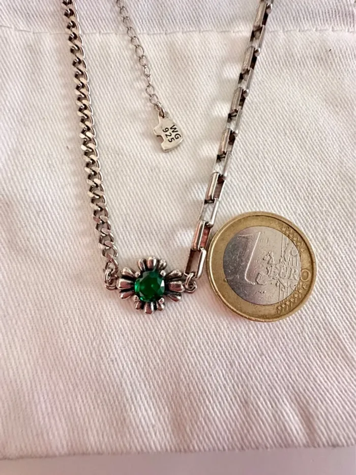 Collier en argent 925 avec pierre verte – design mixte - photo numéro 4