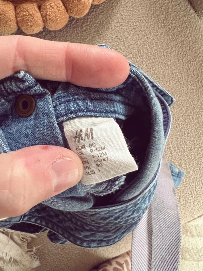 Salopette en jean short souple h&m mixte - photo numéro 4