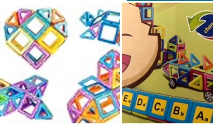 Neuf: jeu blocks magnétics et lettres de l’alphabet, 2 plateaux roues - photo numéro 2