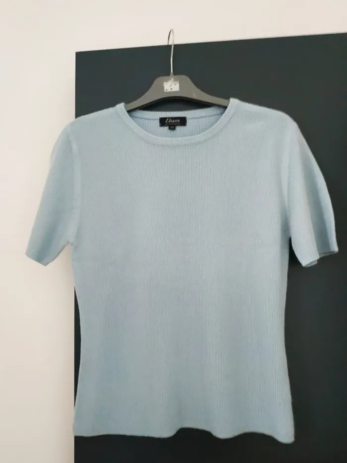 T-shirt chaud manches courtes à mailles côtelées - photo numéro 2