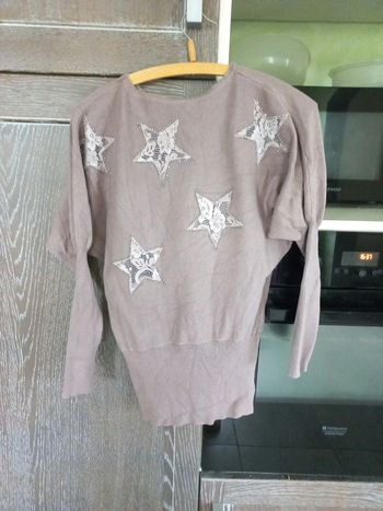 Pull manches chauve souris marron clair taille unique